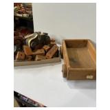 Wooden wagon, blocks, cars and more