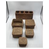 Seagrass nesting baskets and solid wood cans