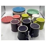 Mix of fiesta ware, mugs, saucers, bowls 20 pcs