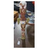 Wooden folk art totem pole 18in