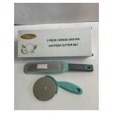 New 2 pc cheese grater & pizza cutter
