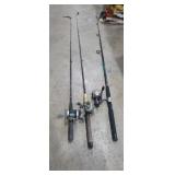 3 fishing poles woth reels , abu Garcia