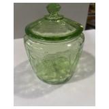 Anchor Hocking green depression glass cookie jar