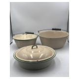 enamelware toasting pan and handled pots