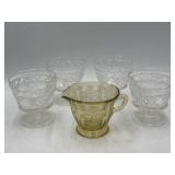 Clear & amber federal depression glass dishes
