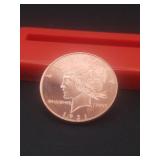 1 Ounce .999 Fine Copper Round Peace Dollar