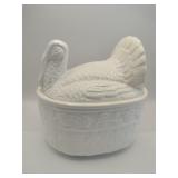 White turkey covered serving dish
