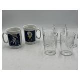 2 Japan "Morton Salt" coffee mugs & 5 etched