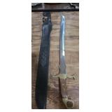 Short saber sword, with brass guard and pommel