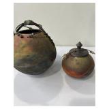 2 artists signed pottery vases