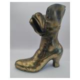 Vintage Victorian style brass boot planter