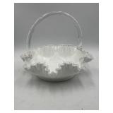 Fenton Silver Crest white milk glass basket w/
