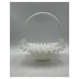 Fenton Silver Crest ruffled edge glass basket
