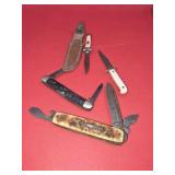 2 Broken Pocket Knives with 2 Mini Hunting Knives