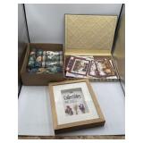 Wallpaper border rolls, blank greeting cards in