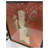 framed artwork with Chinese textile panel