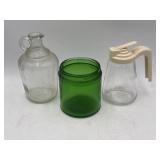 Duraglas green glass medicine jar, Hazel clear