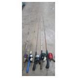 Fishing pole assortment with reels , various