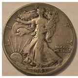1943 walking liberty half dollar 90%