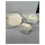 Corning, ware, baking dishes, one with lid