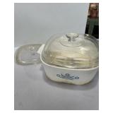 CorningWare casserole dish with lid in the