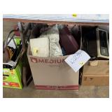 Vintage electronics, sprinkler, pillows,