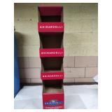 Ghirardelli cardboard product display stand. Size