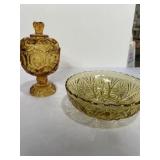 LE Smith amber glass compote from the "Moon and