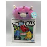 Unused Trouble board game & new squishmallow