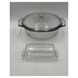 Anchor Hocking covered casserole dish & Pyrex