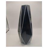 Vintage porcelain navy blue vase white edges 11