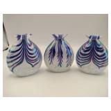 Studio Art pulled feather art glass mini vases