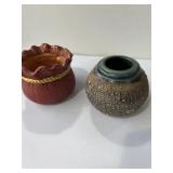 decorative red and gold ceramic planter and Tartu
