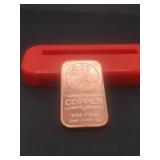 1 Ounce Walking Liberty Bar .999 Fine Copper