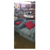 2 blue Rowe status round back lounge chairs