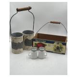 Wood box w/handle 12x5.5x4.5 & galvanized metal