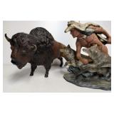 Large Bison figure and a Native American hunter