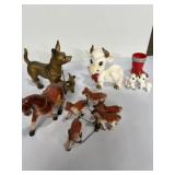 Ceramic cow, figurines, dog figurines, horse