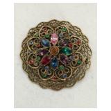 Czech 1920 -  1930 multicolored Stone Brooch