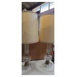 Pair of frosted leaf crystal table  lamps with