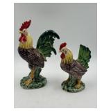 Napco ceramic rooster and hen figurines, vintage,