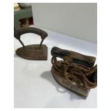 Cast iron No. 7 Ober iron, and antique electric