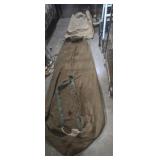Military issue wool sleeper bag and canvas bag