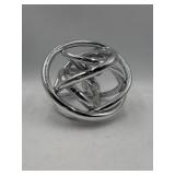 10" modern silver glass knot sculpture