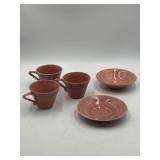 Homer Laughlin Harlequin Rose pink saucer, bowl,