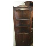 Wooden corner shelf with storage 5.5ft tall