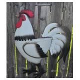 Metal white wall hanging rooster planter box 24in
