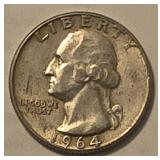 1964 Washington quarter 90%