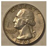 1964 Washington quarter 90%