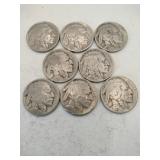 8 Buffalo nickels mixed year